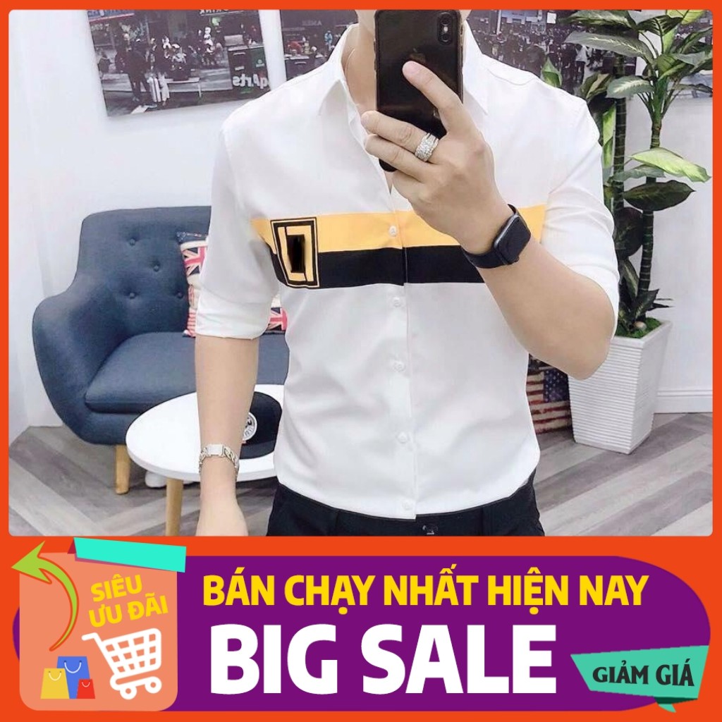 Áo Sơ Mi Nam Dài Tay Phối Sọc Ngang Vàng Nhạt 💖Freeship💖 Thời Trang Cao Cấp Mixupshop Chất Vải Đẹp