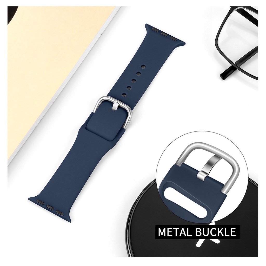 Dây Đeo Silicon Mềm Có Khóa Kim Loại Cho Đồng Hồ Thông Minh Apple Watch 41 / 40 / 38mm 49 / 45 / 44 / 42mm Series Ultra / 8 / 7 / SE / 6 / 5 / 4 / 3 / 2 / 1