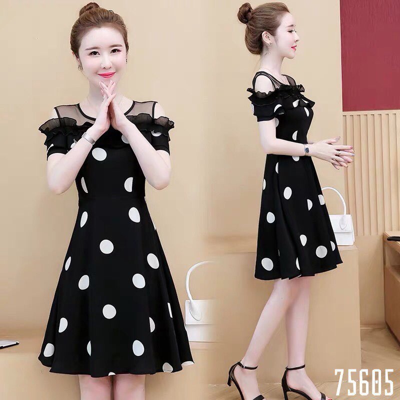 ĐẦM XÒE LỤA CHẤM BI SIÊU XINH
