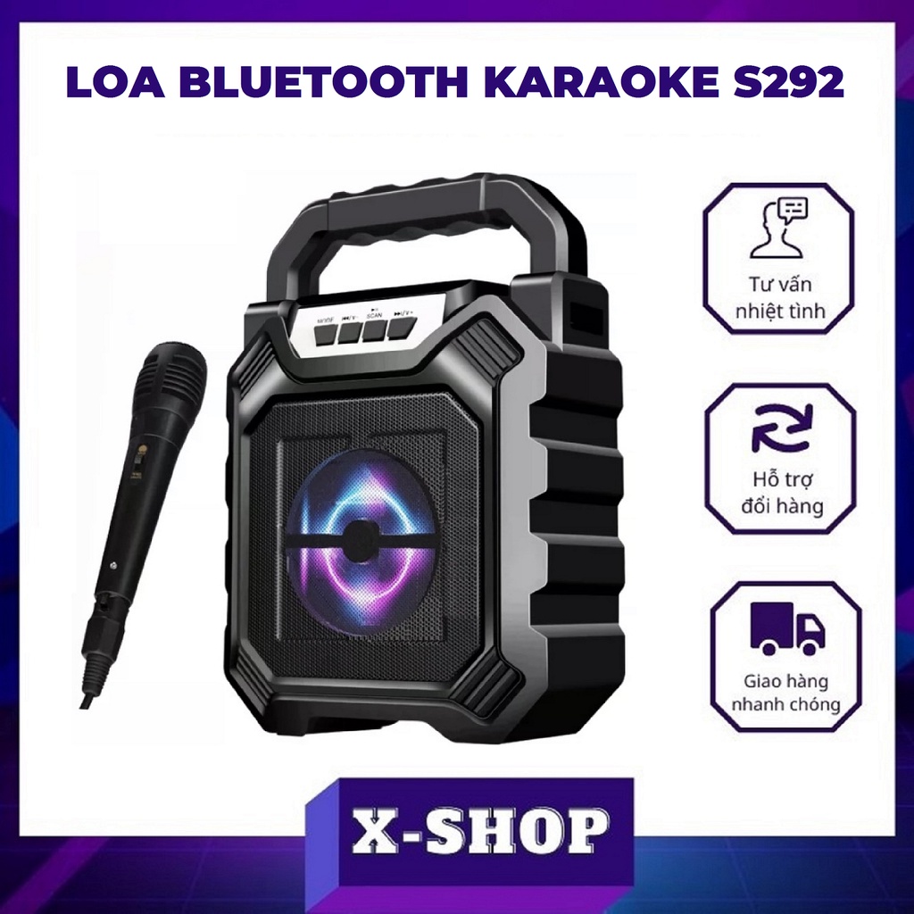 [Mã ELHACE giảm 4% đơn 300K] Loa Karaoke Kẹo Kéo Không Dây Mini Kết Nối Bluetooth , Âm Thanh Chất Lượng , Mic Bắt Giọng