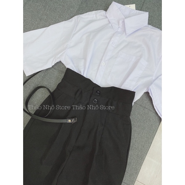 quần tây lưng siêu cao 2 núc kèm dây nịch ( hình thật shop Thảo Nhỏ Store chụp )