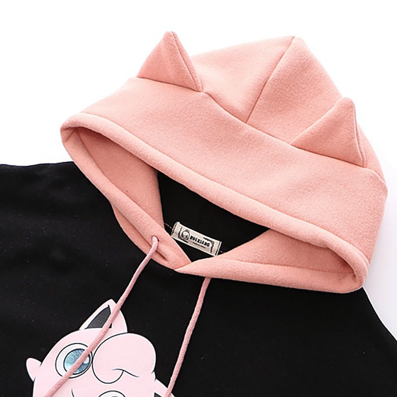 Áo Khoác, Áo Hoodie nỉ bông cotton Pokemon Hồng Wigglytuff Jungle có nón phía sau siêu xinh siêu kute - Hany Shop