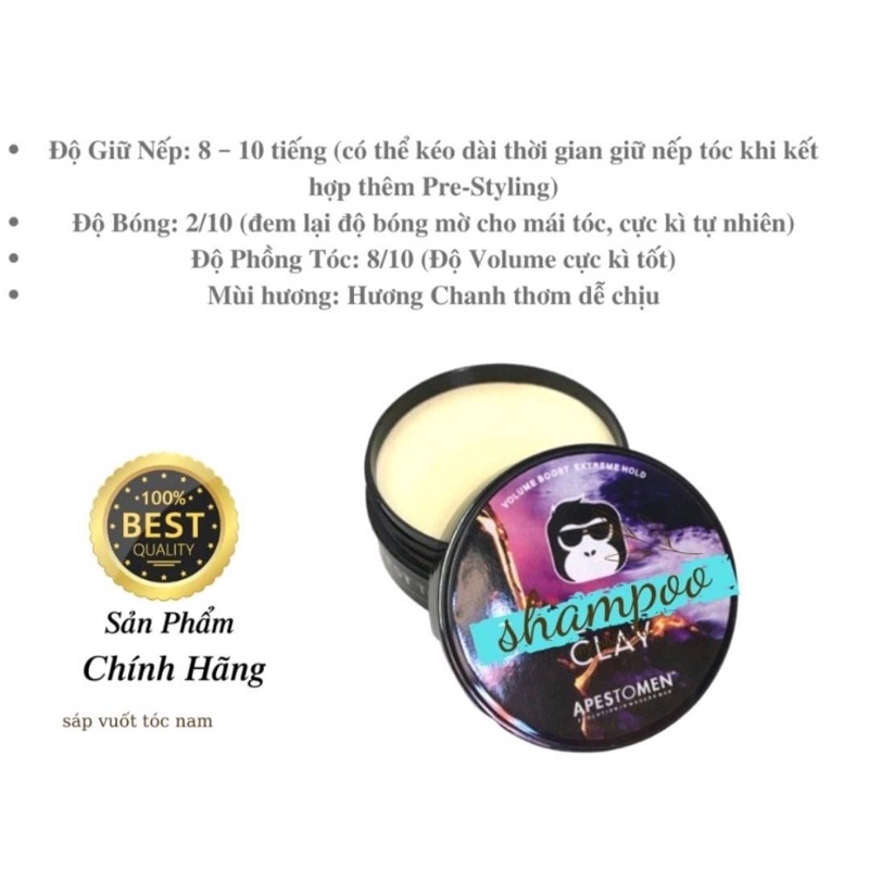 Sáp Vuốt Tóc Nam Không Khô Tóc Volcanic Clay, Sáp Vuốt Tóc Nam Cao Cấp Không Rít Tóc