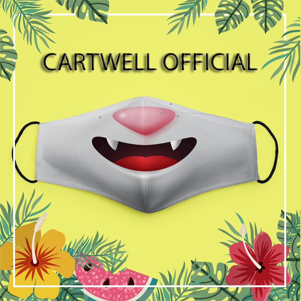 Khẩu trang hoạt hình thú cưng dễ thương cute đáng yêu vui nhộn Mặt Cảm Xúc EMOJIS CARTWELL dày 2 lớp chống giọt bắn bảo