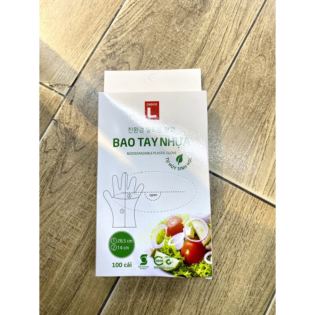 BAO TAY SỬ DỤNG 1 LẦN BẰNG NHỰA TỰ HỦY HỘP 100 CÁI, găng tay vệ sinh dùng một lần, đảm bảo vệ sinh làm bếp nấu ăn