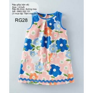 Rg28_rập giấy may đầm chữ a bé gái