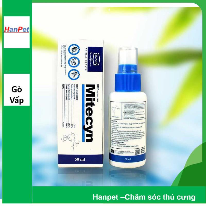 Hanpet.GV- MITECYN- 50ml đặc trị viêm da KHÔNG RÕ NGUYÊN NHÂN cho chó mèo dạng xịt (- mitecyn 50)