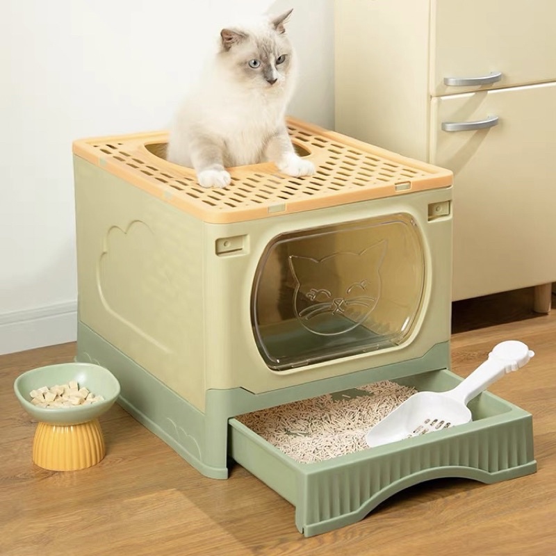 Nhà vệ sinh cho mèo  2 cửa chống văng cát size lớn BECHON