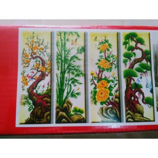 Tranh đính đá Tùng cúc trúc mai DF194. Kt 146x100