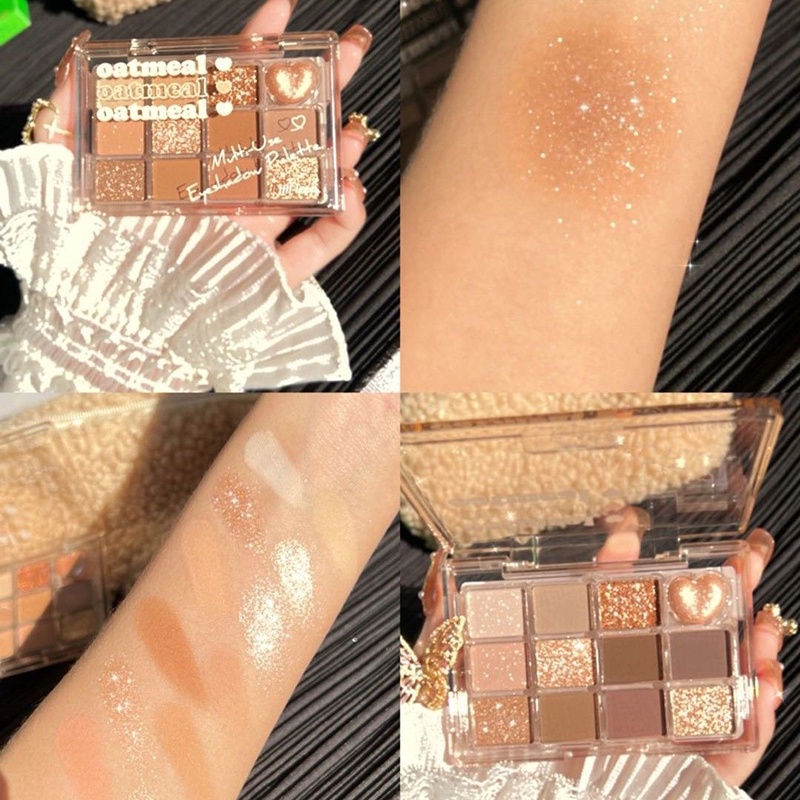 Bảng Phấn Mắt 12 Màu Ngọc Trai Tông Đất Sáng Da Chống Nước Lâu Trôi YR
