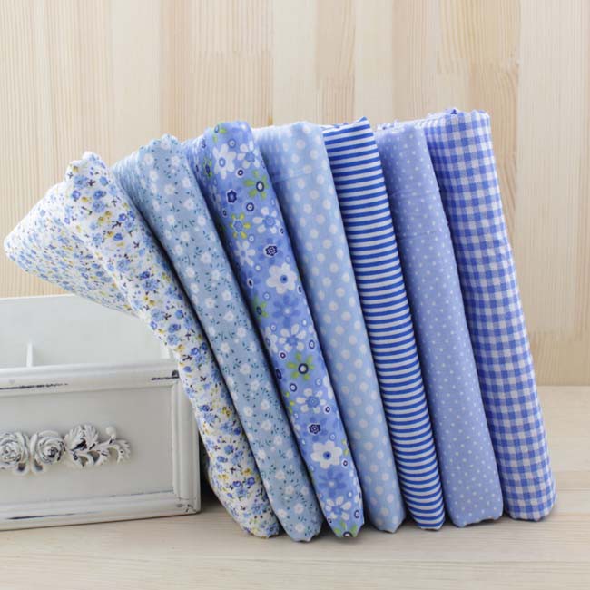Vải cotton Màu Xanh Dương Dùng May Vá Quần Áo