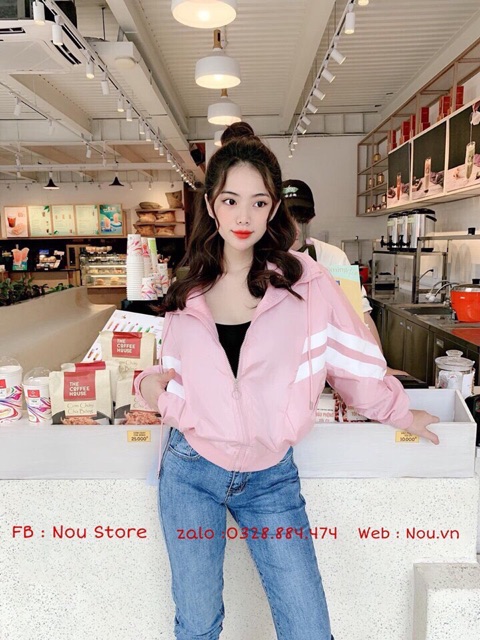 Áo khoác dù tay dơi phối sọc, form chuẩn y hình