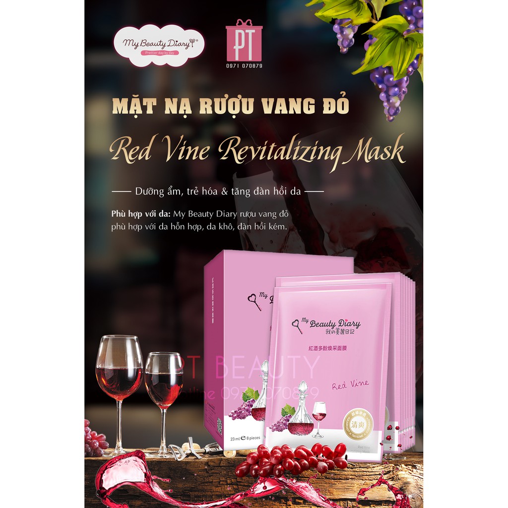 Miếng lẻ Mặt nạ My Beauty Diray Rượu Vang giúp săn chắc da