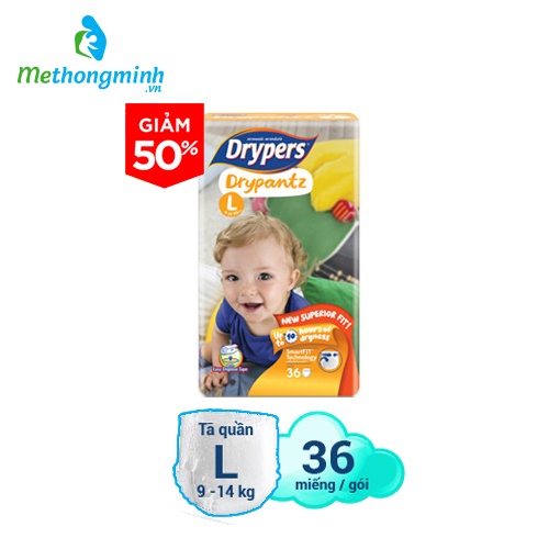 [Giảm 50%] Tã quần trẻ em Drypers Drypantz M44/ L36/ XL32/ XXL28 miếng