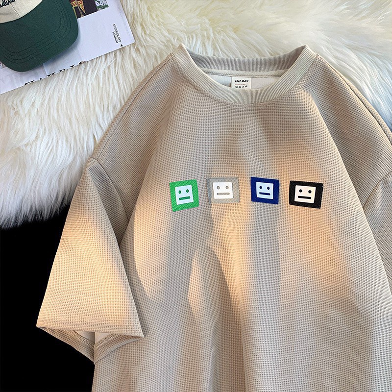 Áo Thun Nam Nữ  Chất Tổ Ong Hàn Quốc Mặt Cười  Vải Dày Mịn Thoáng Mát Thiết Kế Thời Trang Kiểu Dáng Năng Động Trẻ Trung