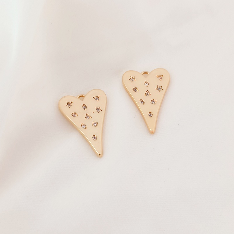 Mặt Dây Chuyền Hình Trái Tim Dát Đá Zircon Mạ Vàng 14K DIY