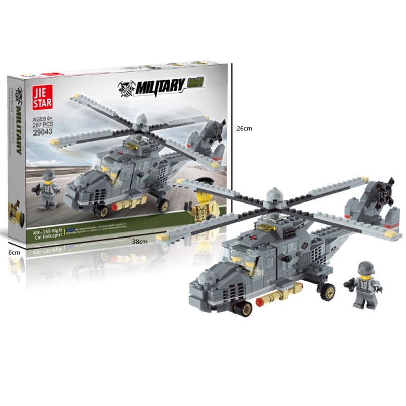 [ẢNH THẬT ở cuối] Bộ LEGO lắp ráp máy bay trực thăng 297 miếng - Lego lắp ráp chiến tranh thế giới thứ 2