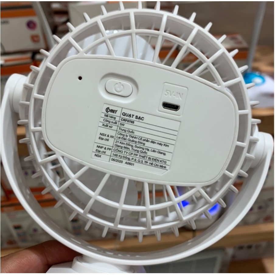 Quạt mini quạt sạc đa năng Comet CRF0705 - Kẹp bàn - Hàng chính hãng