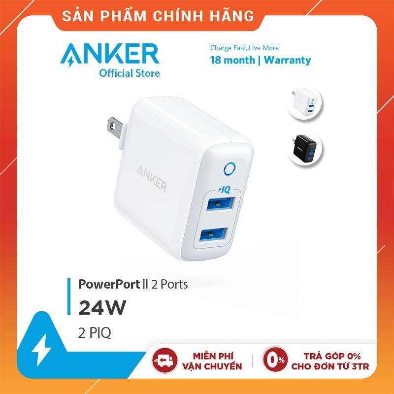 cốc sạc anker 2 cổng