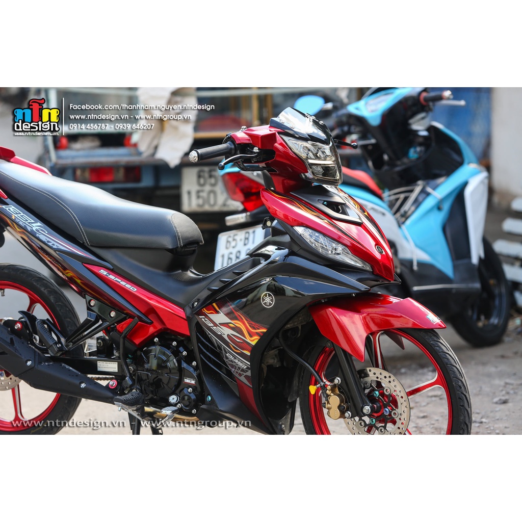 Tem Rời Dán Xe Exciter 135 2011 Mẫu Hoa Văn Đỏ Vàng Chữ 135 LC Cực Đẹp, Hàng 3 Lớp Chất Lượng Cao ,Team Decal