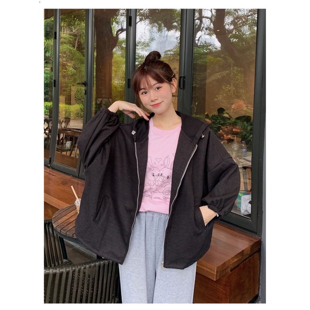 [Ảnh thật] Áo khoác nhung lì dáng rộng 2 lớp bo tay ulzzang