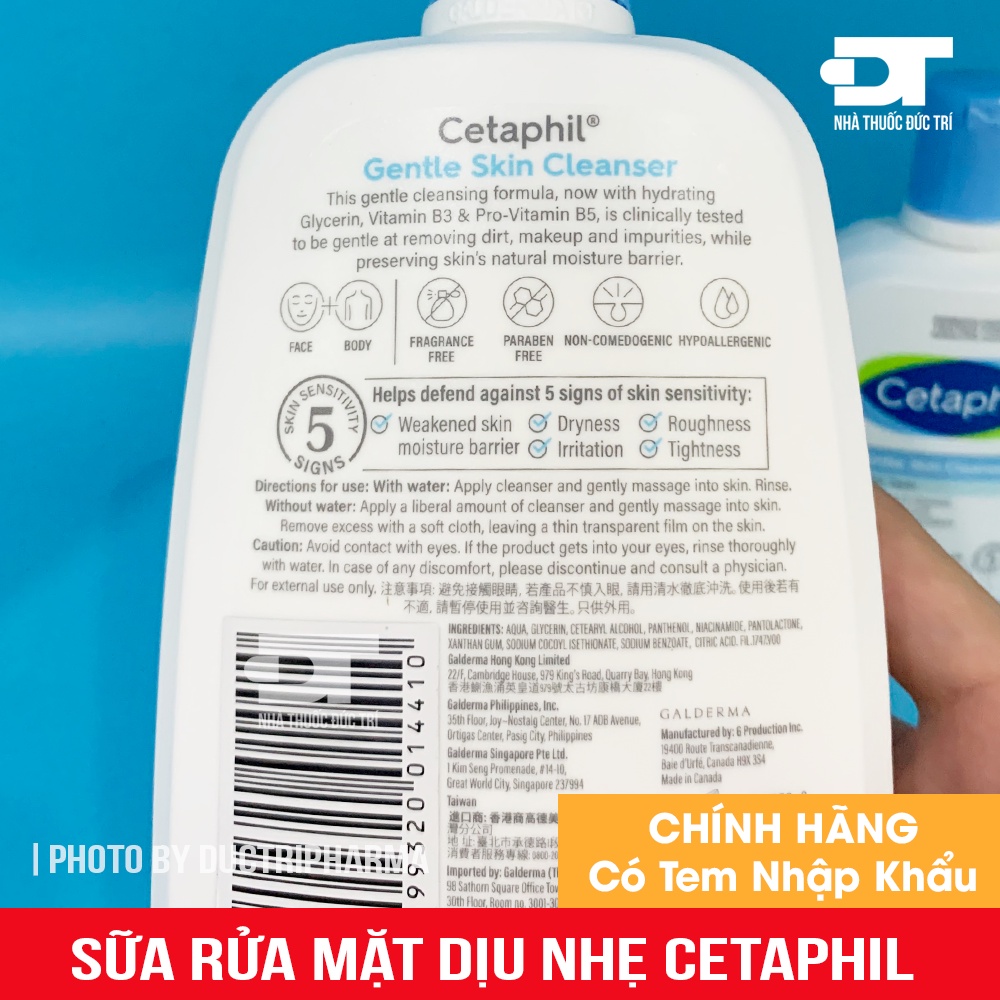 Sữa rửa mặt không xà phòng Cetaphil Gentle Skin Cleanser - 59ml/125ml/250ml/473ml/500ml