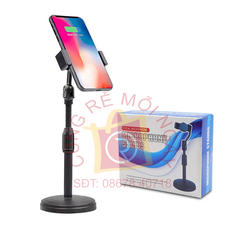 Giá đỡ điện thoại để bàn, tăng giảm chiều cao, cơ chế xoay 360, Live TikTok, Facebook, Xem Phim, Chụp Hình, Quay Video