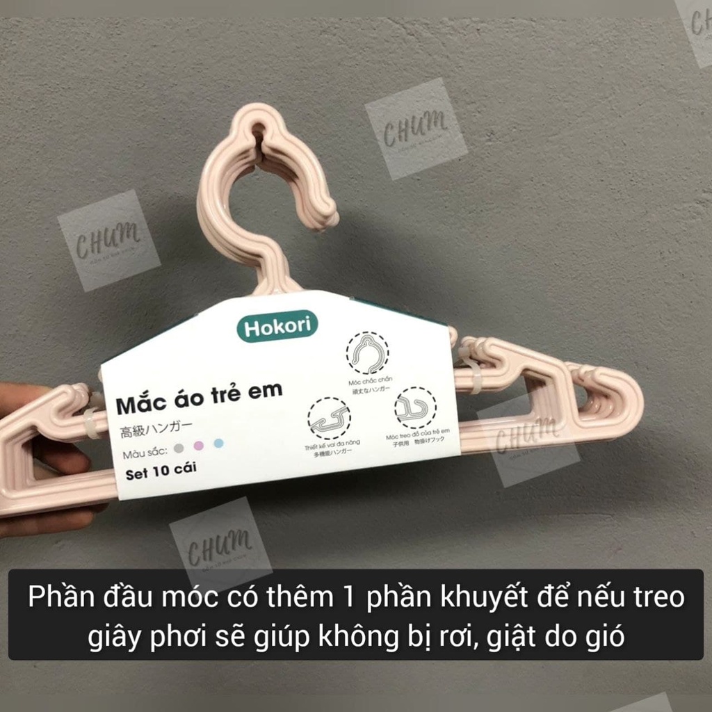 set 10 mắc quần áo trẻ em hokori