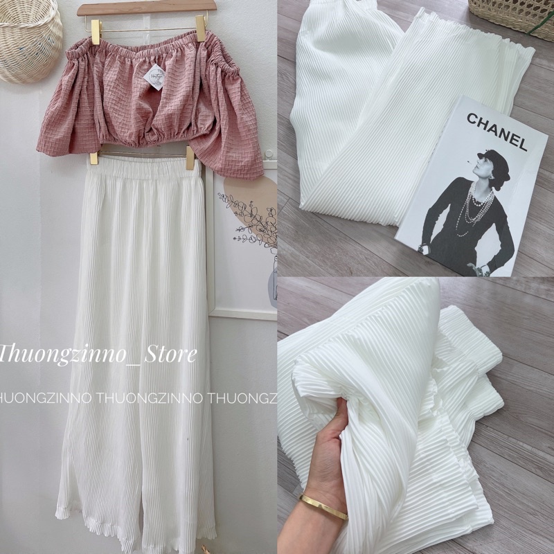 [Ảnh thật/Video] [QUẦN SIÊU HOT]Quần ống rộng GÂN TƠ hai lớp thiết kế bo viền sóng lượn