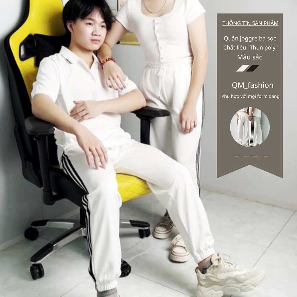Quần ba sọc jogger, form rộng thể thao nam nữ, quần lưng thun WIND, sọc cạp cao dạo phố