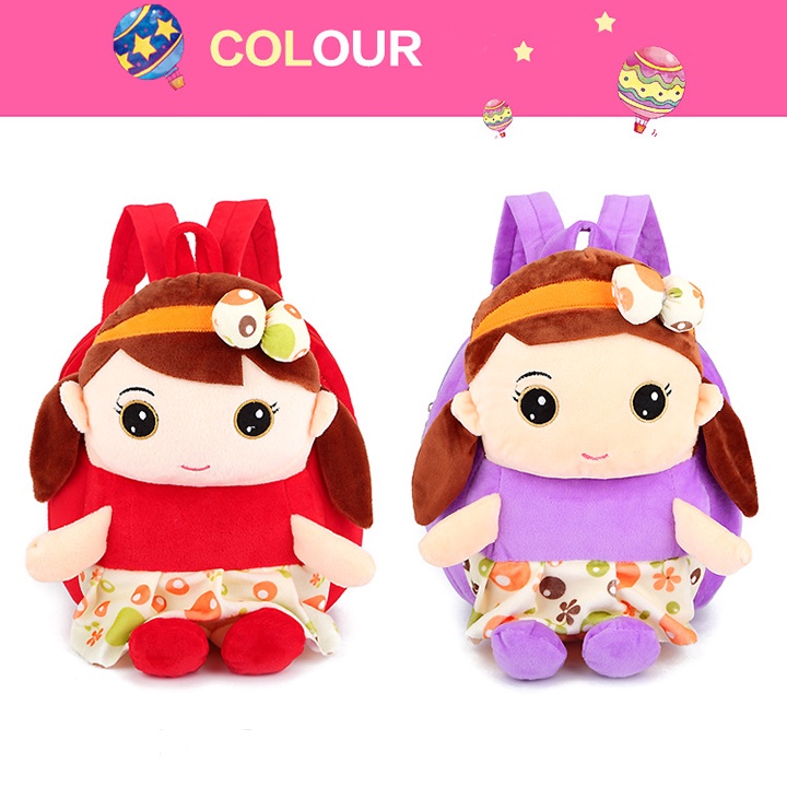 Balo thú bông hình công chúa cho bé đi học mầm non vông cùng đáng yêu size 25cm