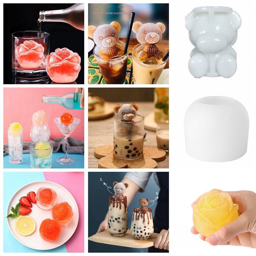 Khuôn Silicone Làm Đá / Cocktail Hình Gấu 3D Độc Đáo