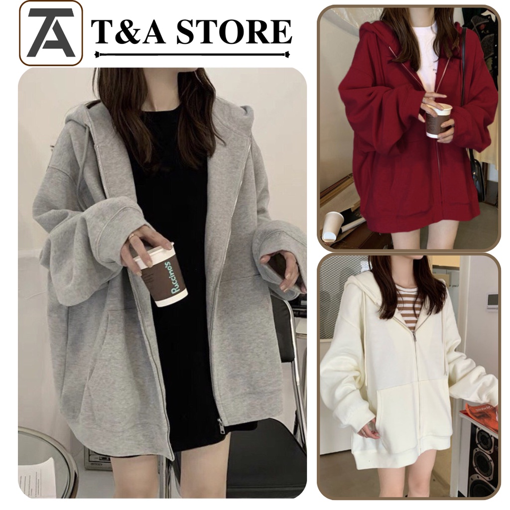 Áo khoác Hoodie Zip trơn nhiều màu nam nữ Ulzzang Unisex T&A Store