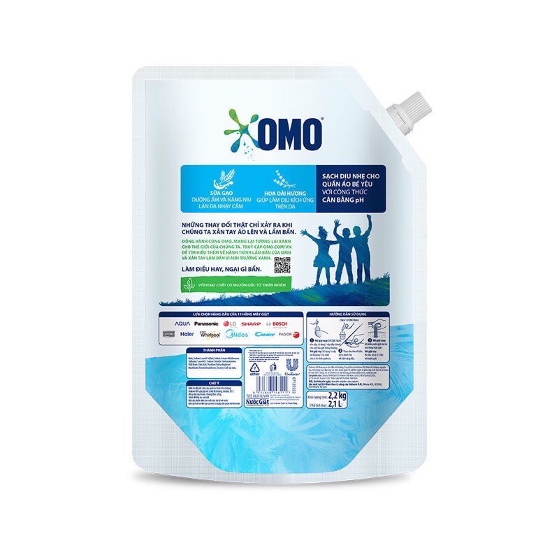 [OMO] Nước giặt OMO DỊU NHẸ TRÊN DA -  túi 2kg