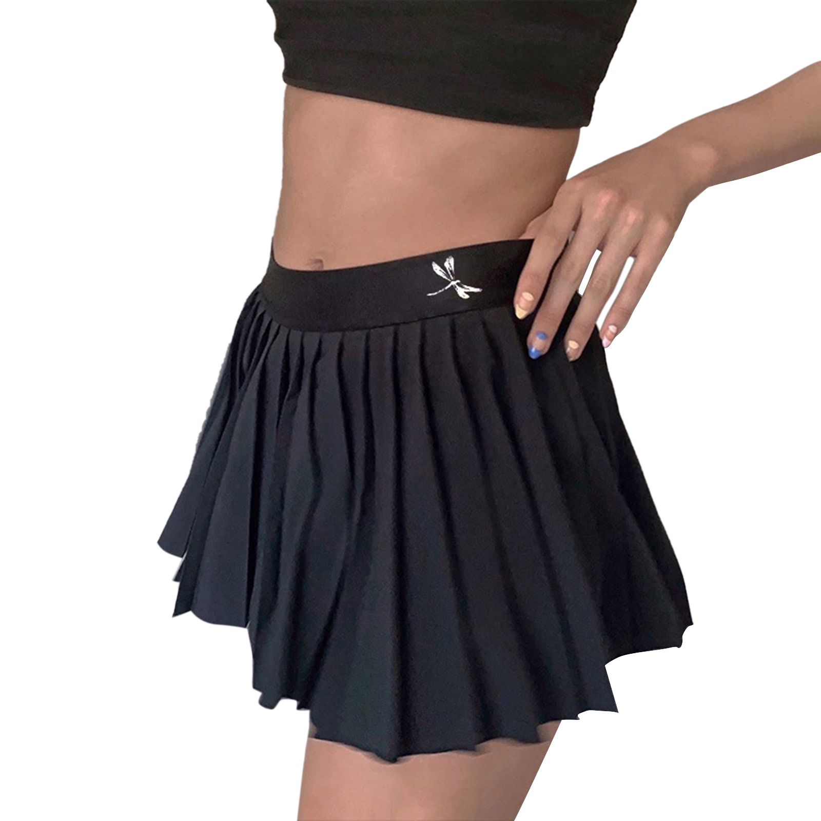 Chân váy lưng cao xếp ly in hình chuồn chuồn thời trang cho nữ | BigBuy360 - bigbuy360.vn