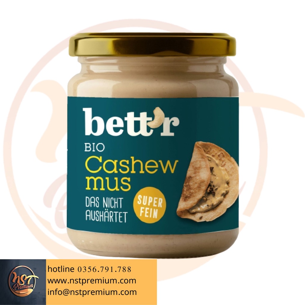 Bơ hạt điều hữu cơ Bett r organic Cashew Butter 250g