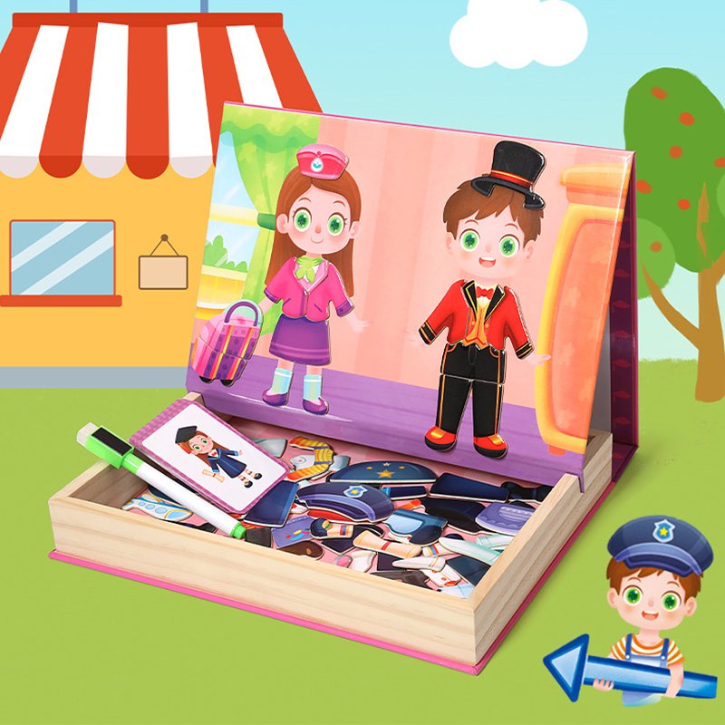 Bộ Đồ Chơi Ghép Hình Nam Châm Bằng Gỗ Thay Quần Áo - Hãng Zalami