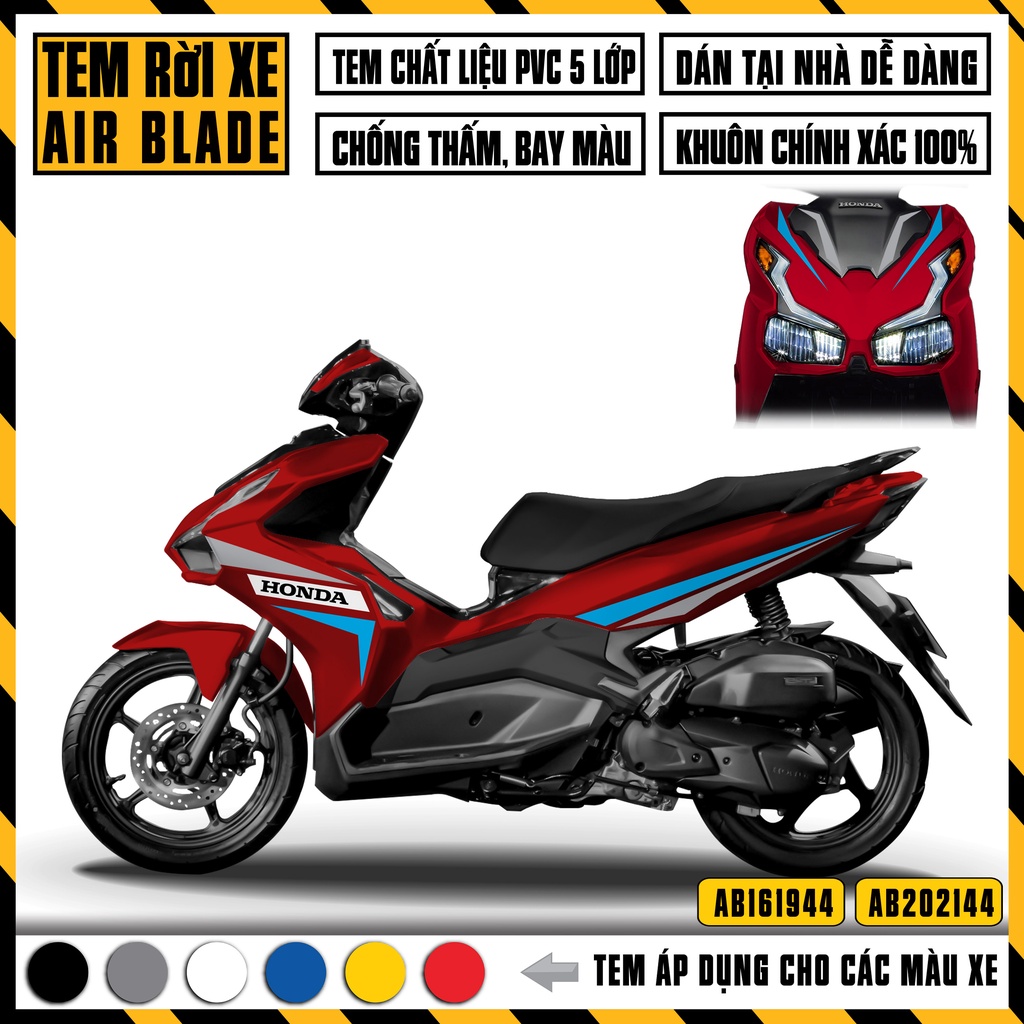 Tem Rời AB 150 / 125 Đẹp Chọn Màu | AB44 | Tem Airblade Dán Xe Air Blade 2016 2019 2020 2021 2022 Decal Cao Cấp