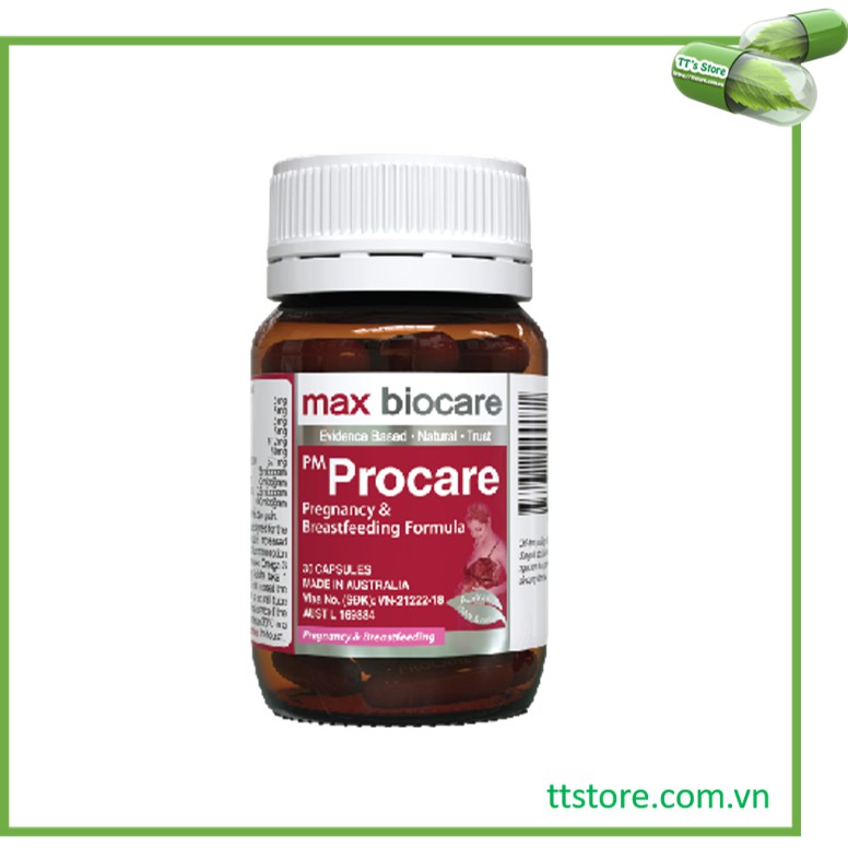 PM PROCARE (Lọ 30 viên) Max Biocare - Vitamin, khoáng chất cho phụ nữ mang thai, cho con bú [pmprocare, prokare]