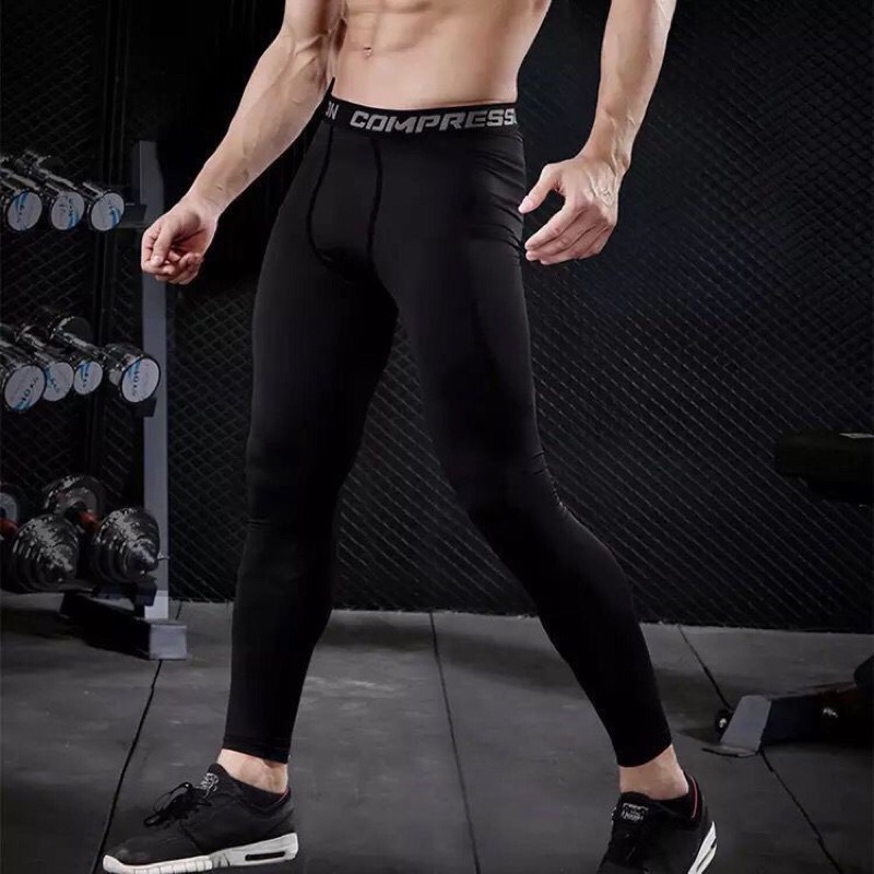 Quần giữ nhiệt COMBAT PRO tập Gym nam dáng dài màu đen co dãn 4 chiều