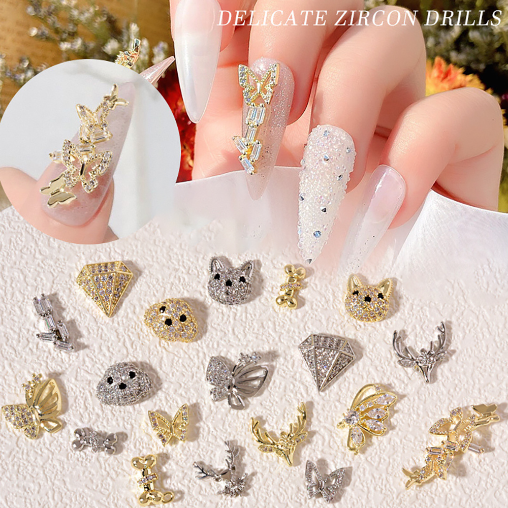 CHARMS (Hàng Mới Về) 1 Phụ Kiện Trang Trí Móng Tay Nghệ Thuật Hình Đầu Hươu Cổ Điển 3D