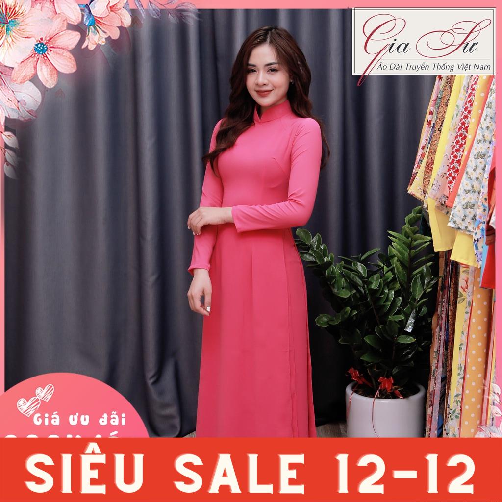 Áo dài truyền thống, màu hồng sen, lụa chiffon cao cấp, không nhăn, không xù - T07