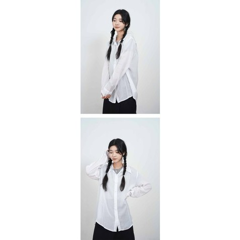 [gwilee] silk slit shirts - áo sơ mi trắng vải lanh cao cấp Hàn Quốc