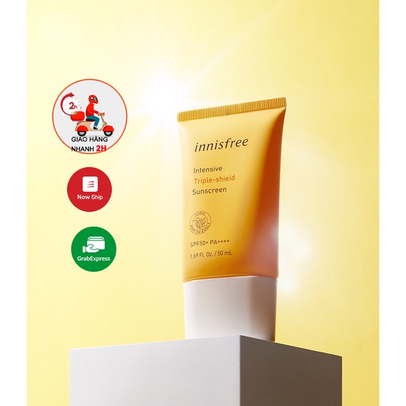 Kem Chống Nắng Innisfree Triple Shield Màu Vàng - Lâu Trôi, Kiềm Dầu, Điều Chỉnh Tông Da