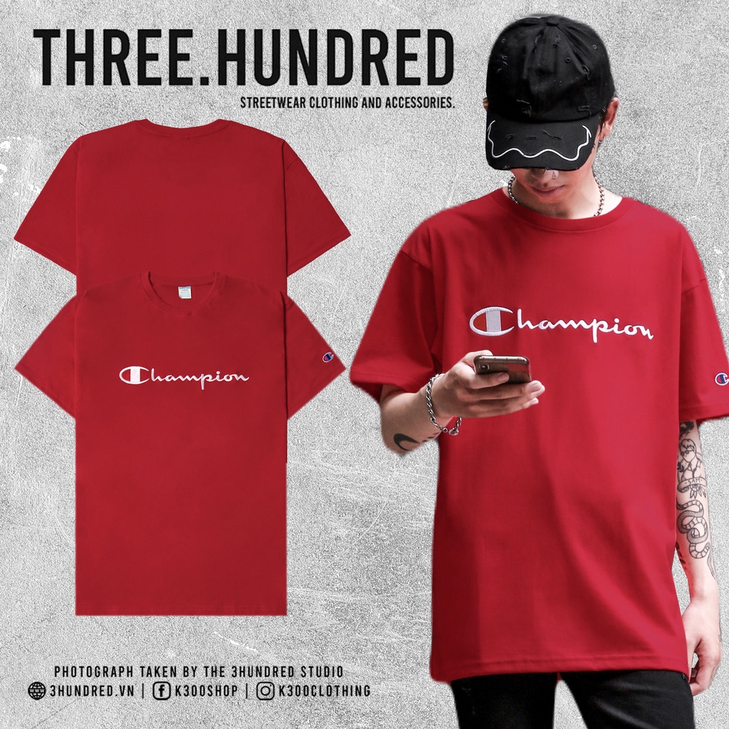ÁO THUN CHAMPION BIG LOGO CHỮ THÊU MÀU ĐỎ