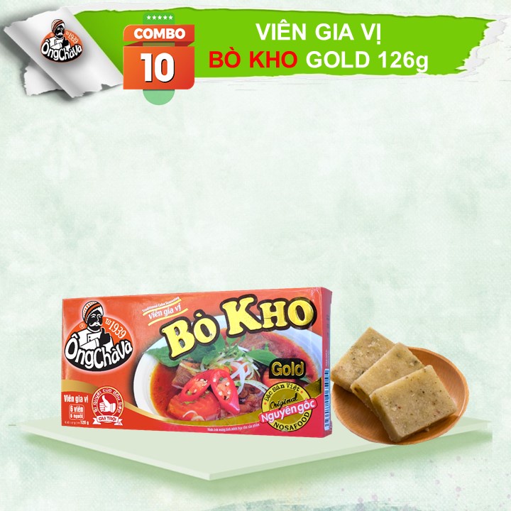 Combo 10 hộp viên Gia Vị Bò Kho Ông Chà Và Gold 126gr