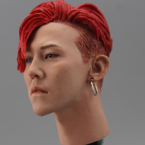 Mô hình đầu head G Dragon Bigbang tóc đỏ 1/6, 12 inch - Custom Figure