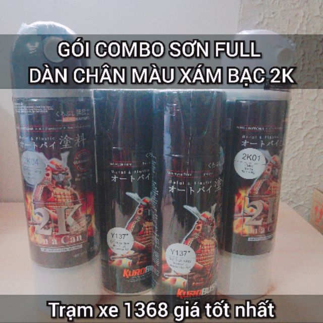 [2K CAO CẤP][ COMBO 4 CHAI] SƠN XỊT SAMURAI FULL DÀN CHÂN MÀU XÁM BẠC 2K04 - Y137 ( 2 CHAI ) - 2K01