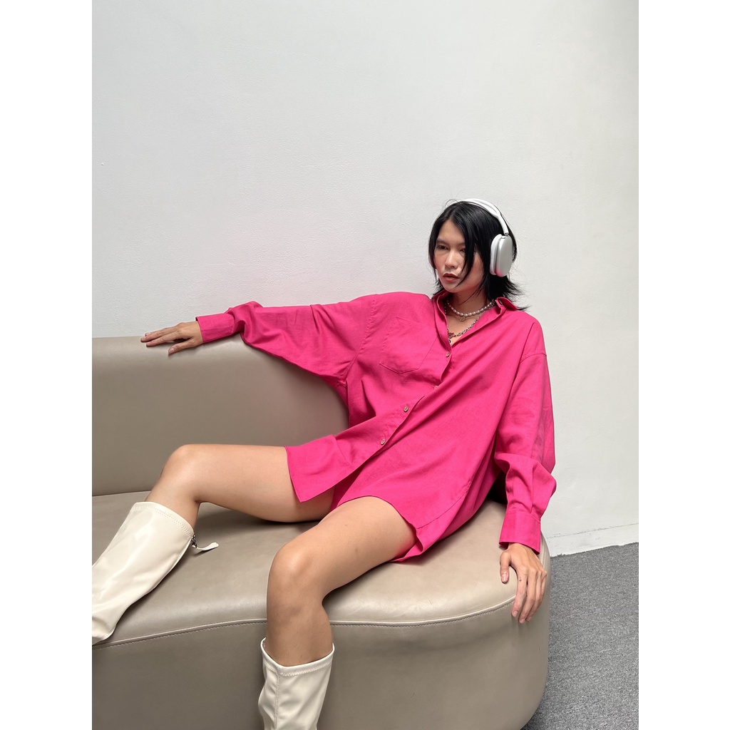 HASMILED - Áo sơmi bạn trai, chất linen nhiều màu