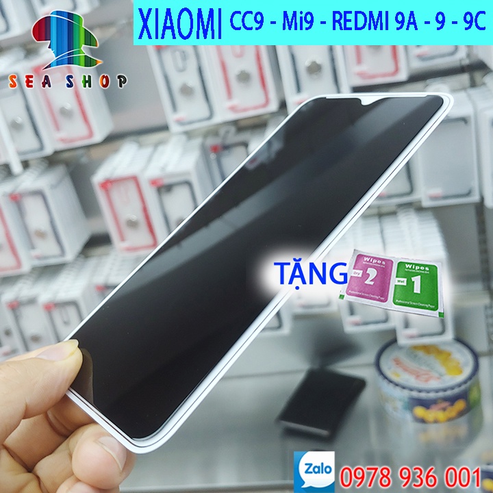Kính cường lực Xiaomi Mi CC9, Mi 9, Redmi 9, 9A, 9C chống nhìn trộm. - Full màn hình - Độ cứng 9H